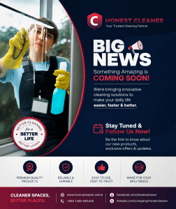 Something exciting is coming! Make your cleaning easier, faster & smarter with Honest Cleaner🧼⚡ - Launching soon! - Follow us & stay updated #comingsoon #honestcleaner #CleaningMadeEasy